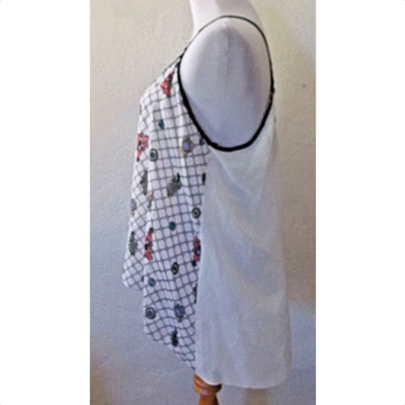 Dots XL Tank Top High Low Gemstone Sheer Open Back - Picture 4 of 5